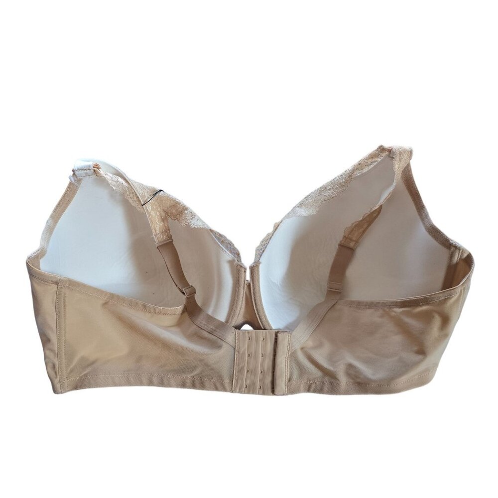 Curvy Couture #1017 Tulip Lace Push Up Bra 44H Nude Balconette Underwire - Picture 6 of 9
